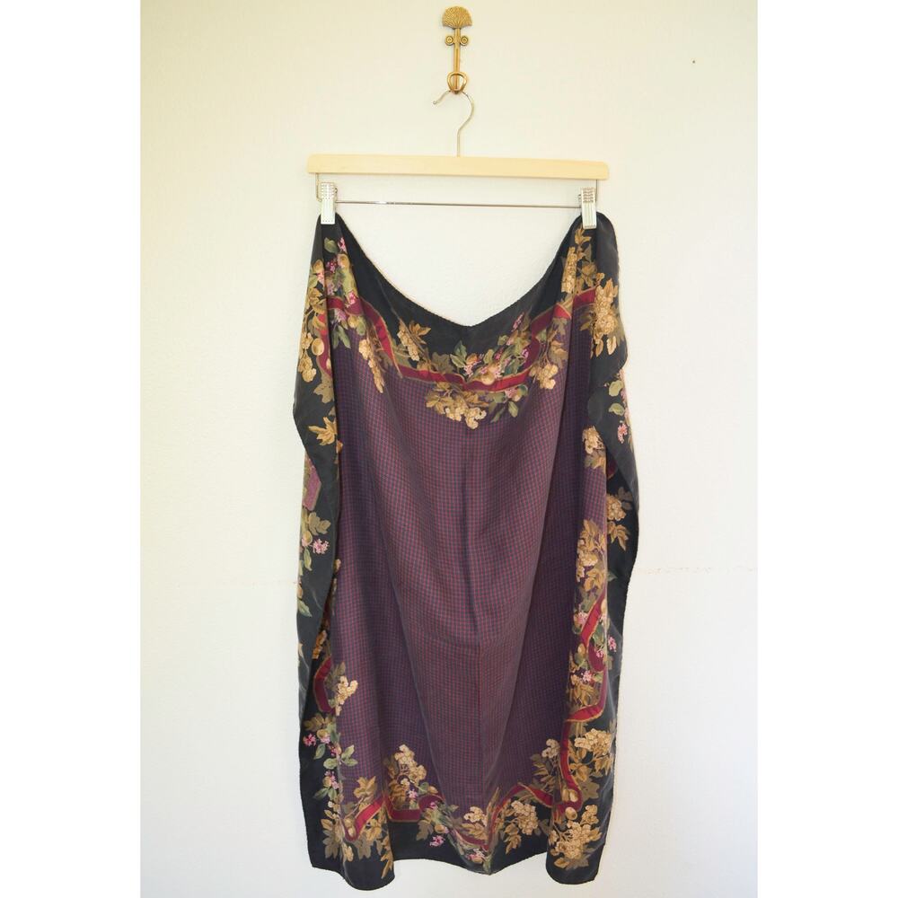 Vintage Silk Square Scarf Moody Floral - Picture 2 of 4